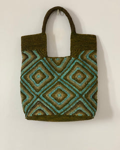 Green raffia bag